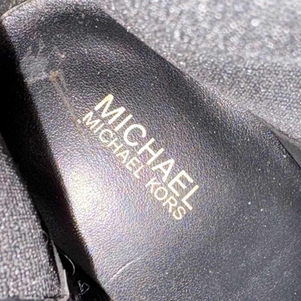 Michael Kors Women’s Black Ankle Boots with Brown Straps & Gold MK Hardware 8.5 - Picture 10 of 13